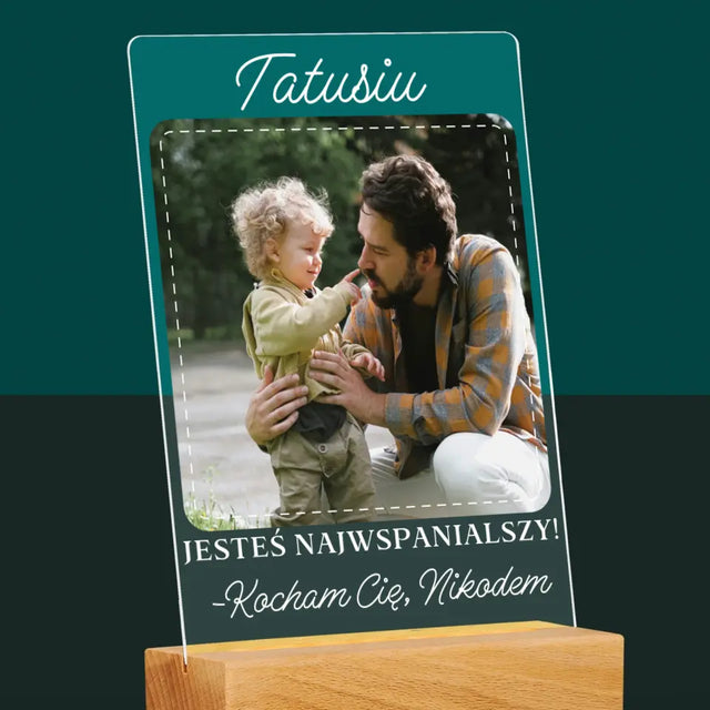 Zdjęcie i Podpis: Najwspanialszy Tata - Wydruk Na Szkle Akrylowym