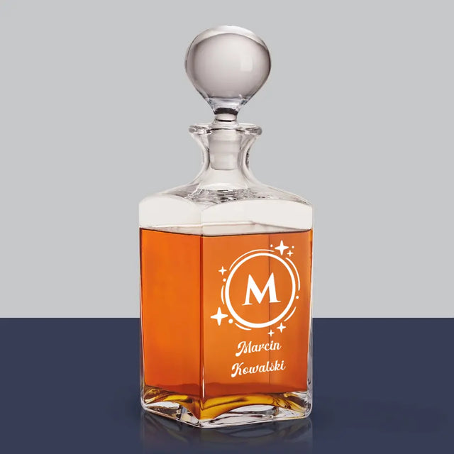 Monogram: Imię Nazwisko Monogram - Karafka Do Whisky z Grawerem