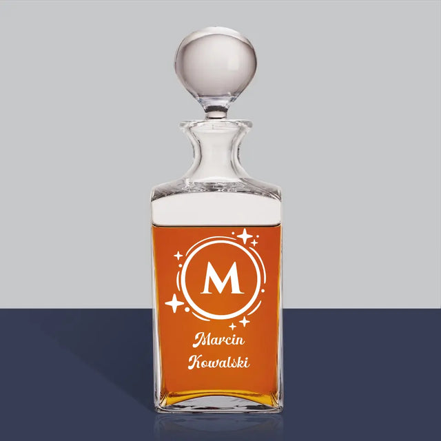 Monogram: Imię Nazwisko Monogram - Karafka Do Whisky z Grawerem