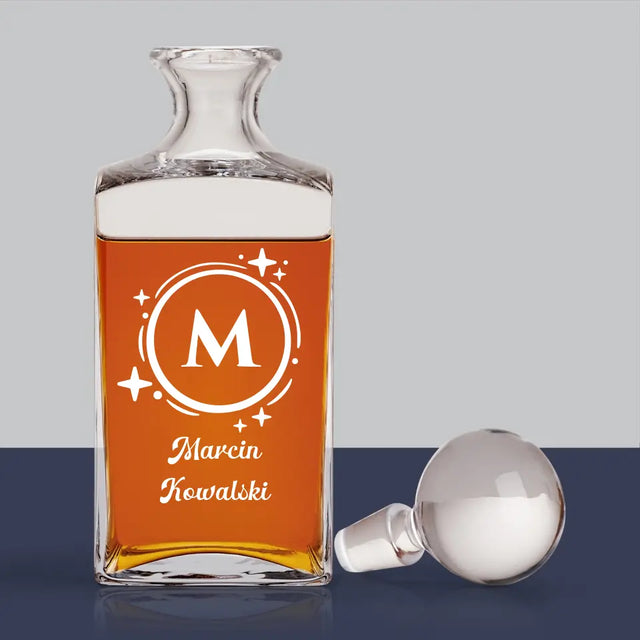 Monogram: Imię Nazwisko Monogram - Karafka Do Whisky z Grawerem