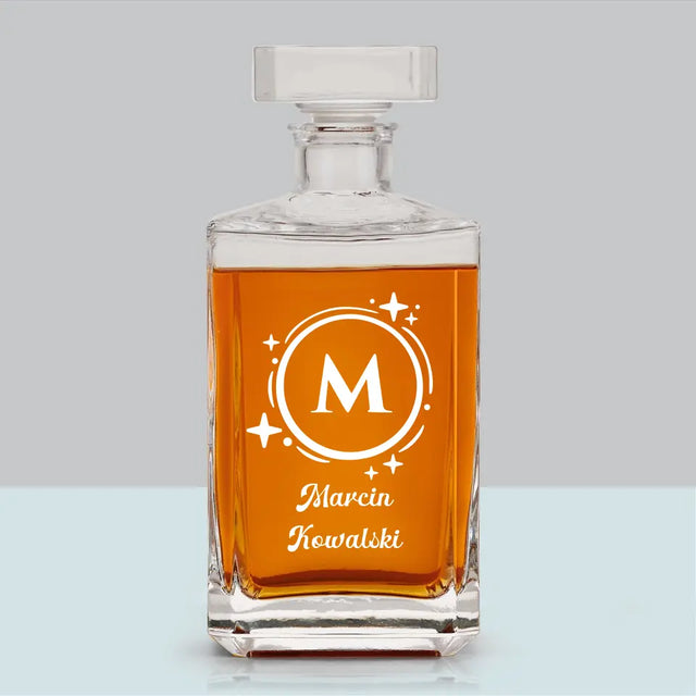 Monogram: Imię Nazwisko Monogram - Karafka Do Whisky z Grawerem