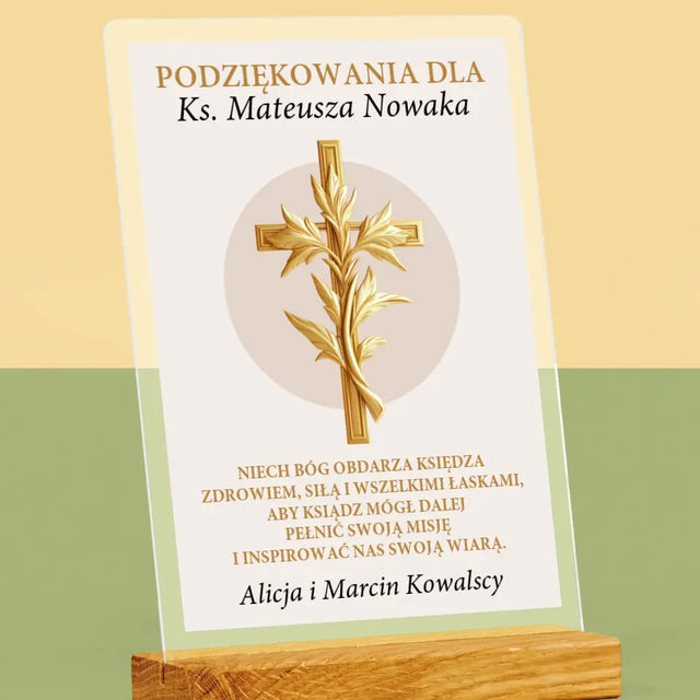 Imię i Podpis: Podziękowania Dla Księdza - Wydruk Na Szkle Akrylowym