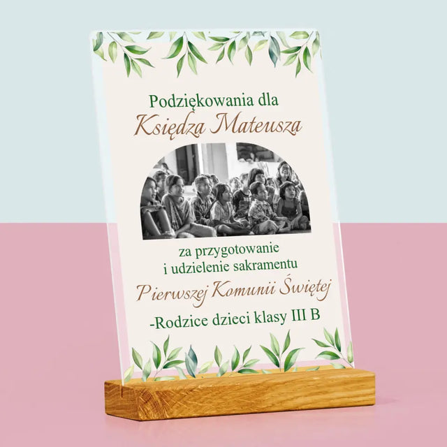 Zdjęcie i Podpis: Podziękowania Dla Księdza Komunia - Wydruk Na Szkle Akrylowym