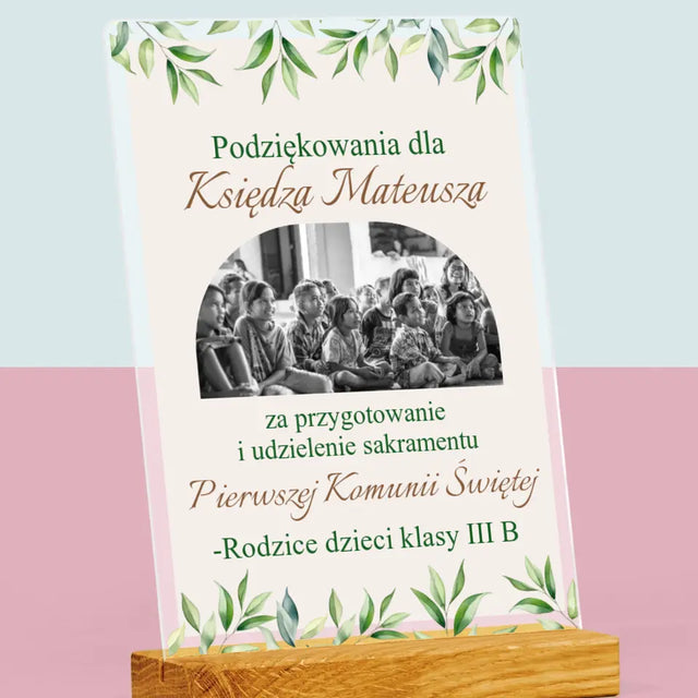 Zdjęcie i Podpis: Podziękowania Dla Księdza Komunia - Wydruk Na Szkle Akrylowym