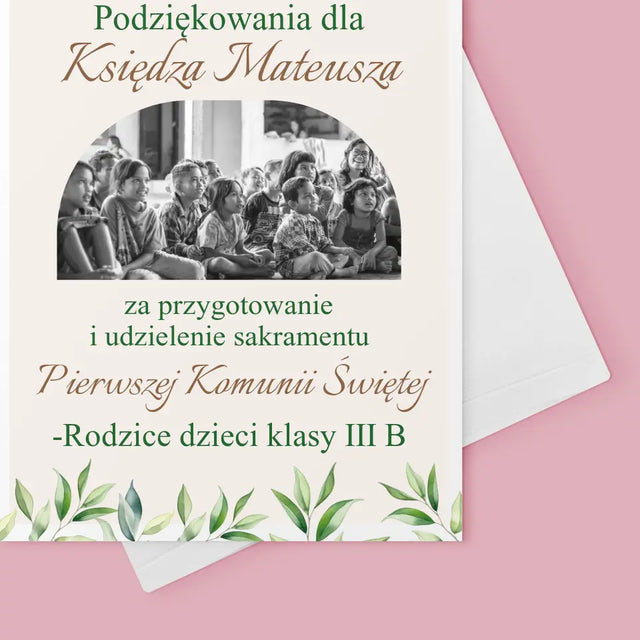 Zdjęcie i Podpis: Podziękowania Dla Księdza Komunia - Kartka z Życzeniami