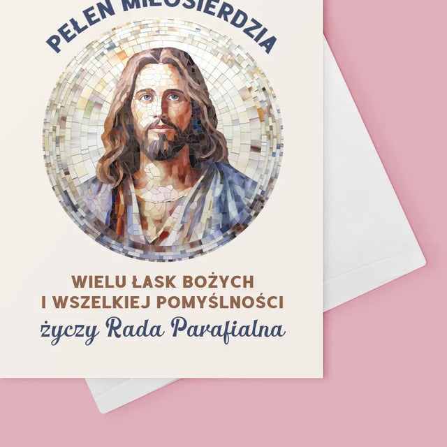 Imię i Podpis: Ksiądz Pełen Miłosierdzia - Kartka z Życzeniami