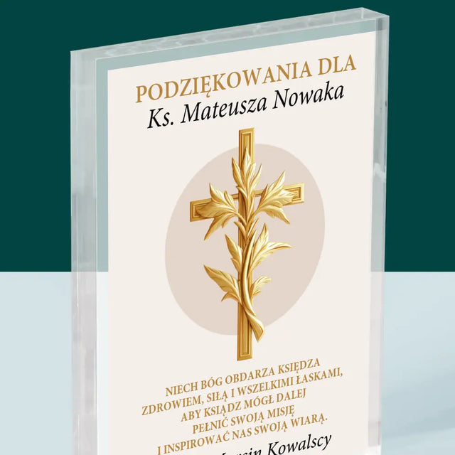 Imię i Podpis: Podziękowania Dla Księdza - Blok Akrylowy z Nadrukiem