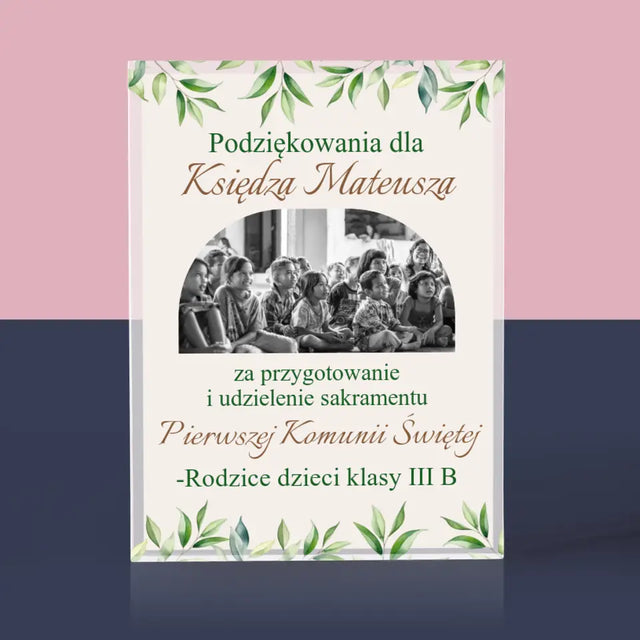 Zdjęcie i Podpis: Podziękowania Dla Księdza Komunia - Blok Akrylowy z Nadrukiem