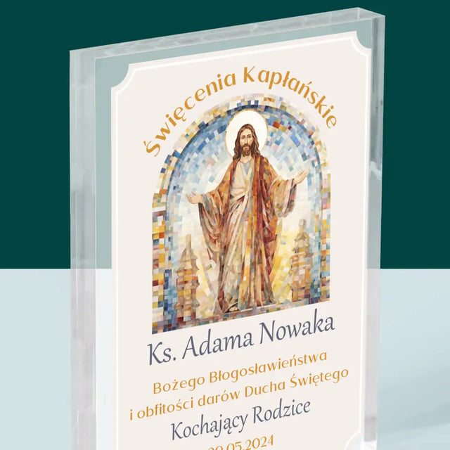 Imię i Podpis: Święcenia Kapłańskie - Blok Akrylowy z Nadrukiem