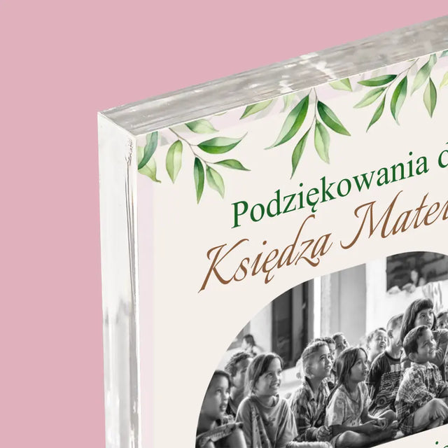 Zdjęcie i Podpis: Podziękowania Dla Księdza Komunia - Blok Akrylowy z Nadrukiem