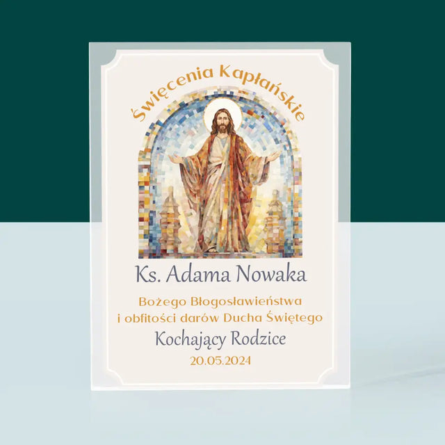 Imię i Podpis: Święcenia Kapłańskie - Blok Akrylowy z Nadrukiem