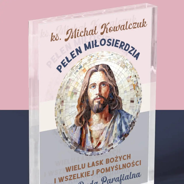 Imię i Podpis: Ksiądz Pełen Miłosierdzia - Blok Akrylowy z Nadrukiem