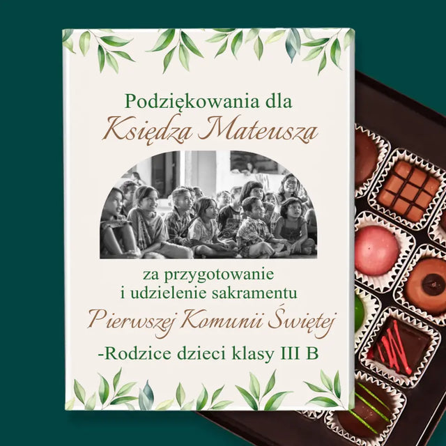 Zdjęcie i Podpis: Podziękowania Dla Księdza Komunia - Personalizowane Praliny