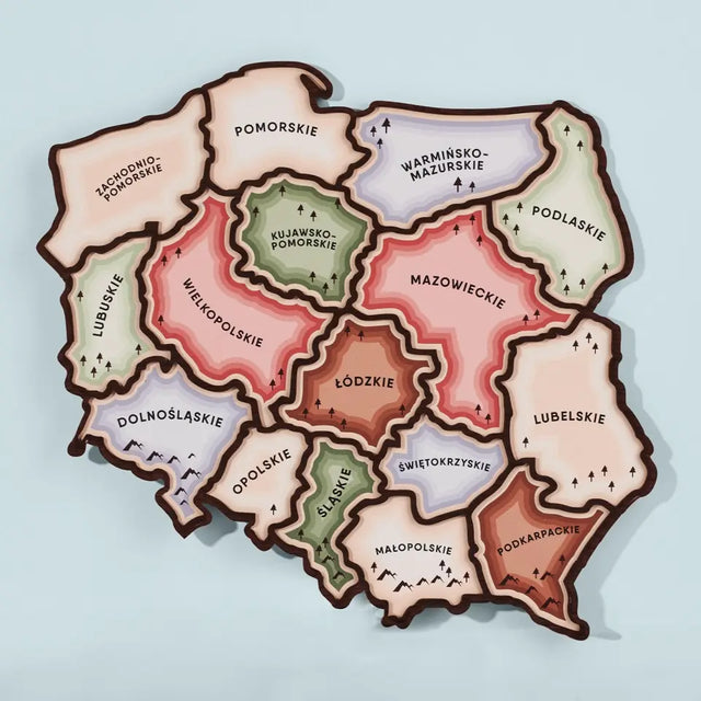 Fotokolaż: Mapa Polski - Puzzle Drewniane z Nadrukiem