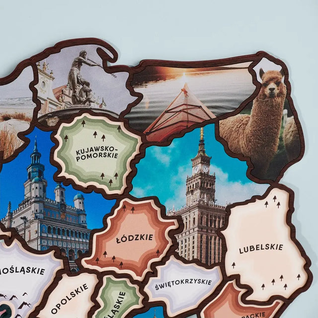 Fotokolaż: Mapa Polski - Puzzle Drewniane z Nadrukiem