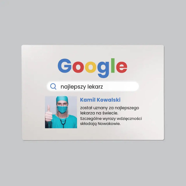 Zdjęcie I Podpis: Najlepszy Lekarz Wynik Google - Podkładka Na Biurko