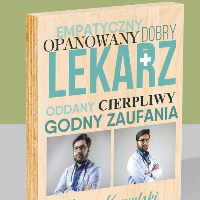 Fotokolaż: Lekarz Cechy - Wydruk Na Drewnie