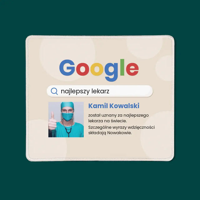 Zdjęcie I Podpis: Najlepszy Lekarz Wynik Google - Podkładka Pod Myszkę