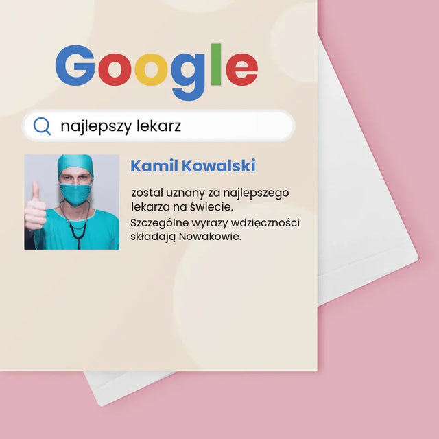 Zdjęcie i Podpis: Najlepszy Lekarz Wynik Google - Kartka Z Życzeniami