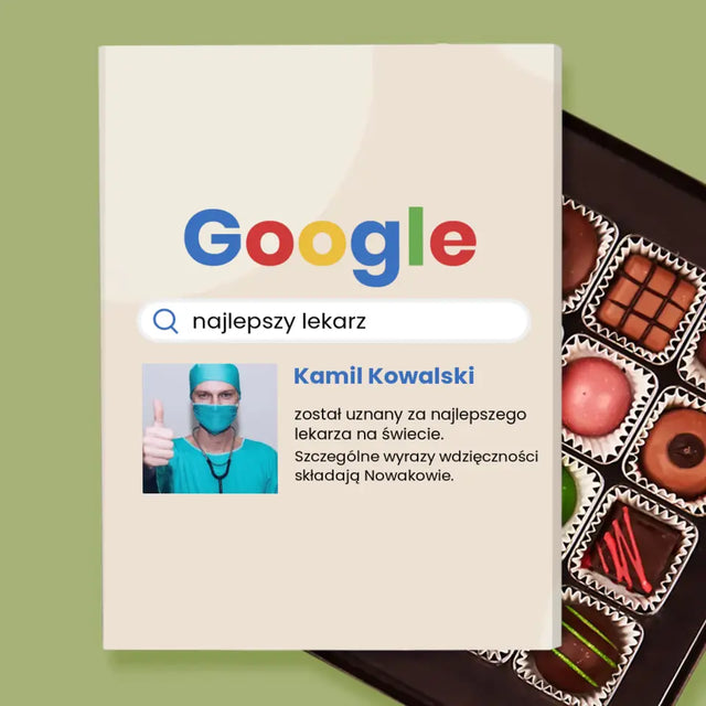 Zdjęcie i Podpis: Najlepszy Lekarz Wynik Google - Personalizowane Praliny