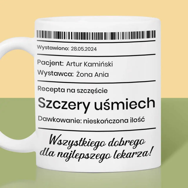 Imię I Podpis: Recepta Na Szczęście - Kubek z Nadrukiem