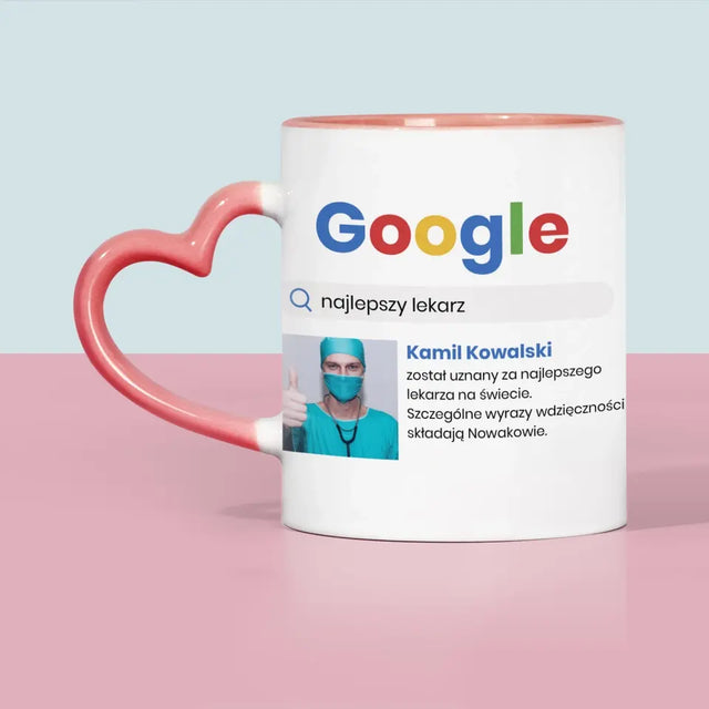 Zdjęcie i Podpis: Najlepszy Lekarz Wynik Google - Kubek z Nadrukiem