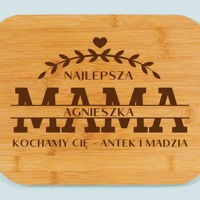 Monogram: Najlepsza Mama Podpis - Deska Kuchenna z Grawerem