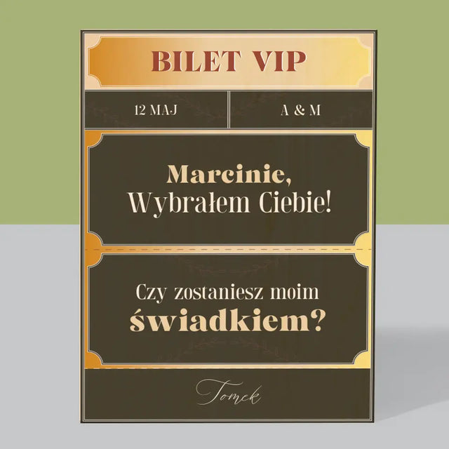 Imię i Podpis: Bilety Vip Świadek - Wydruk Na Drewnie