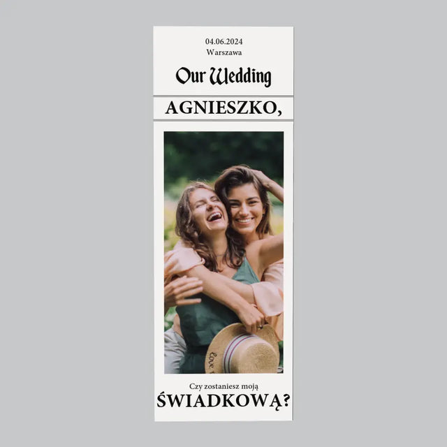 Zdjęcie i Podpis: Our Wedding Świadkowa - Magnes Na Lodówkę