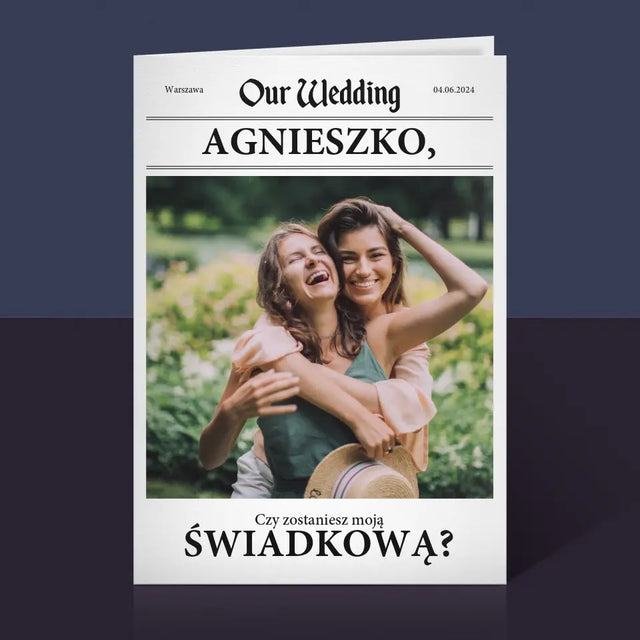 Zdjęcie i Podpis: Our Wedding Świadkowa - Kartka z Życzeniami