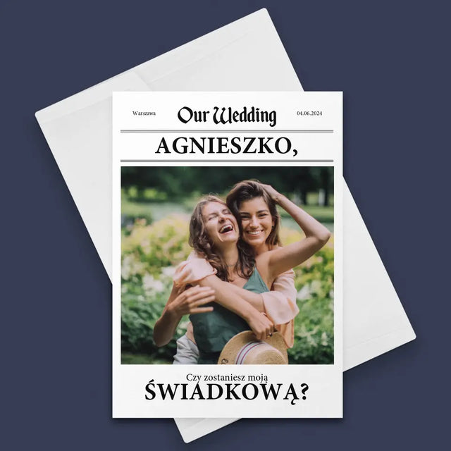 Zdjęcie i Podpis: Our Wedding Świadkowa - Kartka z Życzeniami