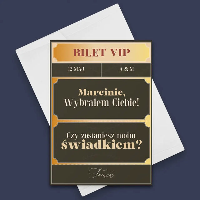 Imię i Podpis: Bilety Vip Świadek - Kartka z Życzeniami