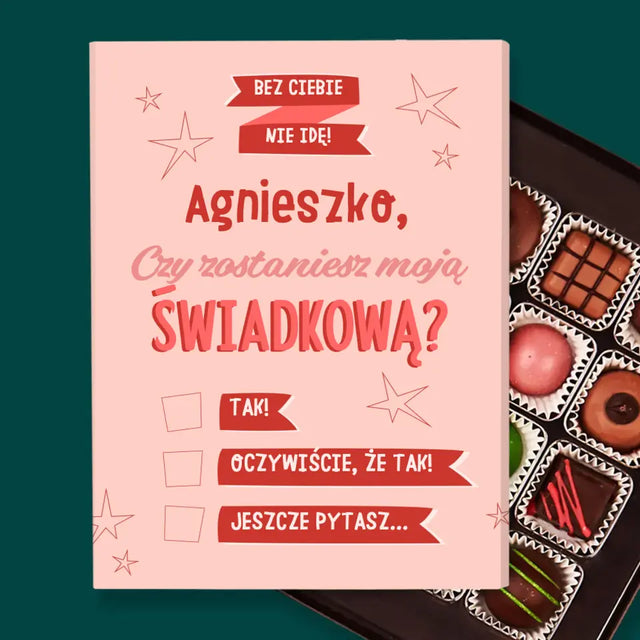 Imię i Podpis: Bez Ciebie Nie Idę - Personalizowane Praliny