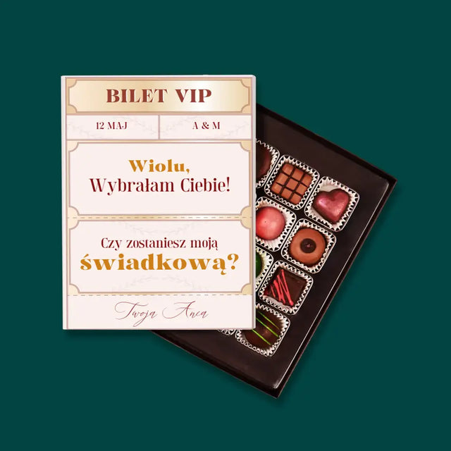 Imię i Podpis: Bilety Vip Świadkowa - Personalizowane Praliny