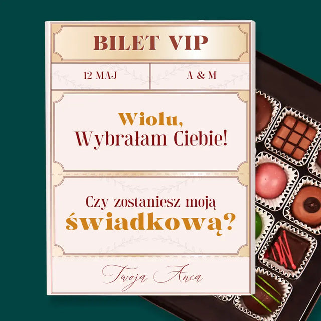 Imię i Podpis: Bilety Vip Świadkowa - Personalizowane Praliny