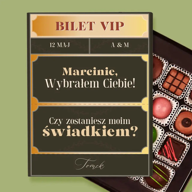 Imię i Podpis: Bilety Vip Świadek - Personalizowane Praliny