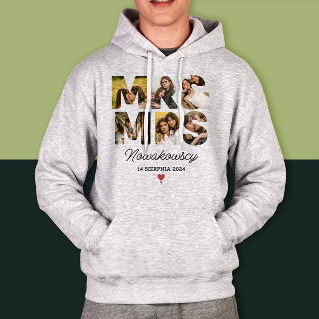 Słowo Ze Zdjęć: Mr&Mrs - Bluza Męska z Kapturem