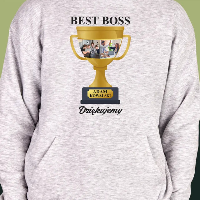 Fotokolaż: Best Boss Puchar - Bluza Męska z Kapturem