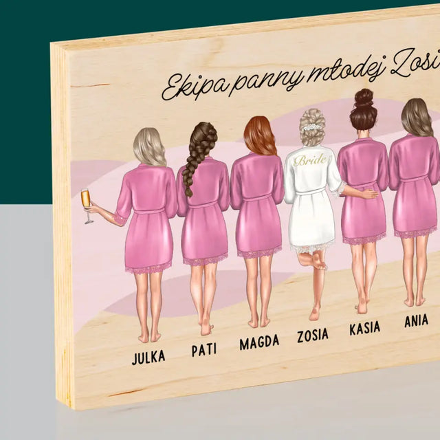 Kreator Postaci: Ekipa Panny Młodej - Wydruk Na Drewnie