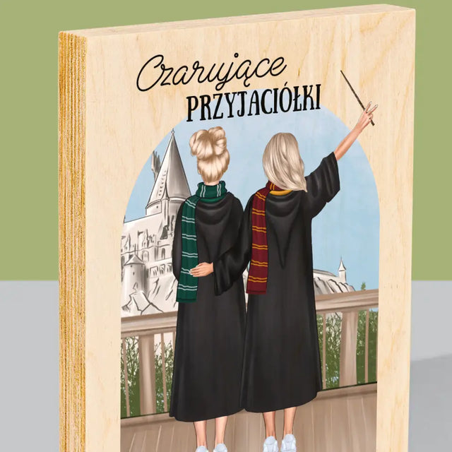 Kreator Postaci: Czarujące Przyjaciółki - Wydruk Na Drewnie