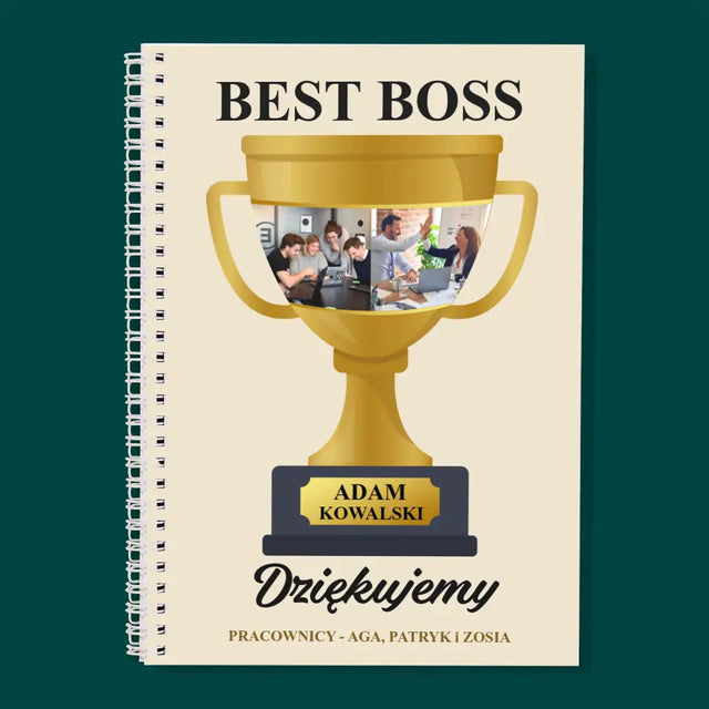 Fotokolaż: Best Boss Puchar - Planer Dzienny Na Spirali