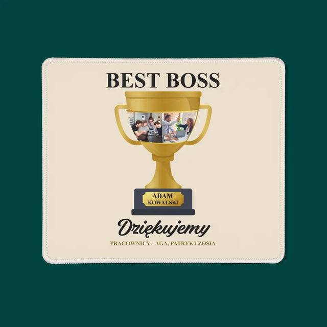 Fotokolaż: Best Boss Puchar - Podkładka Pod Myszkę