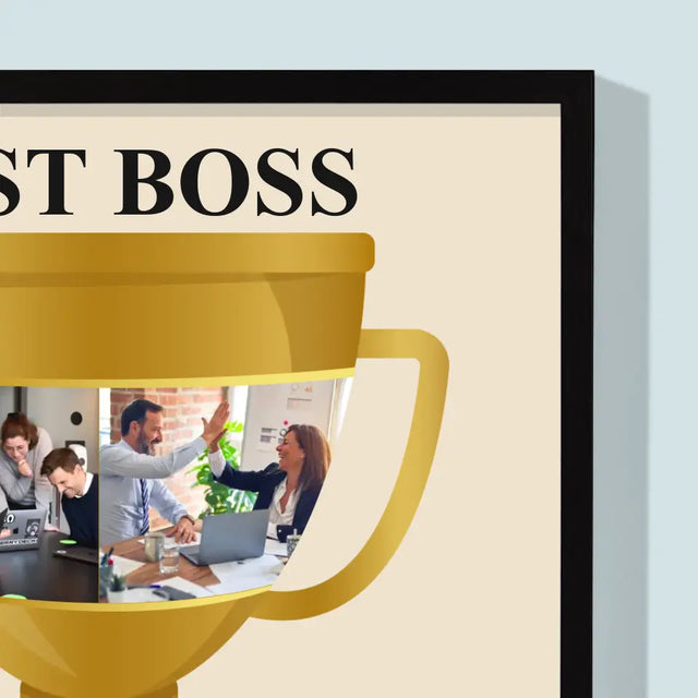 Fotokolaż: Best Boss Puchar - Wydruk Obramowany