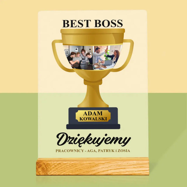 Fotokolaż: Best Boss Puchar - Wydruk Na Szkle Akrylowym