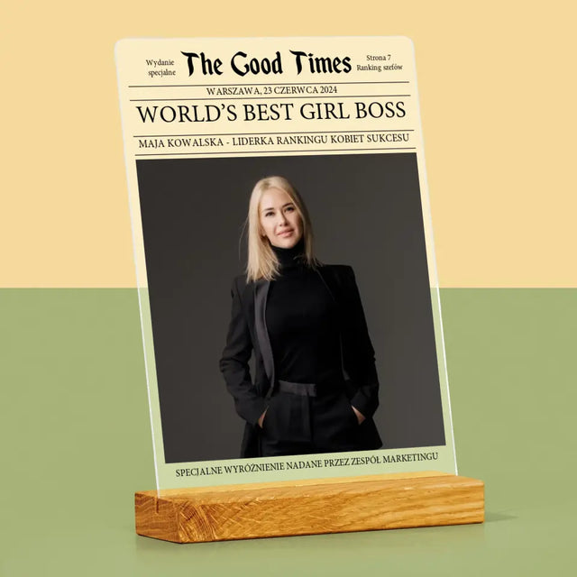 Okładka Magazynu: World’S Best Girl Boss - Wydruk Na Szkle Akrylowym