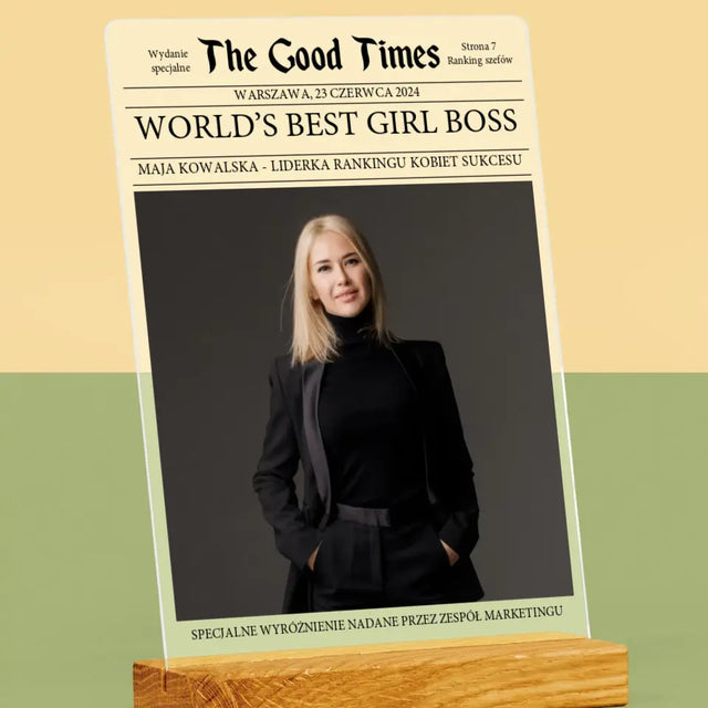 Okładka Magazynu: World’S Best Girl Boss - Wydruk Na Szkle Akrylowym