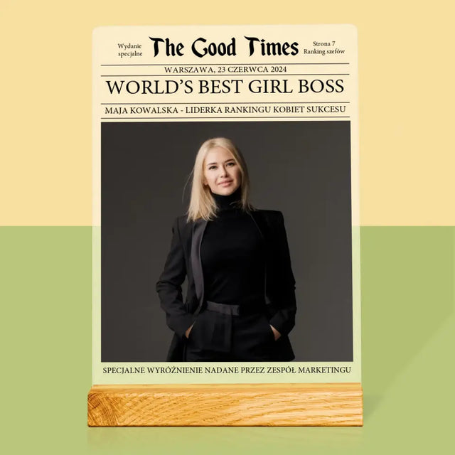 Okładka Magazynu: World’S Best Girl Boss - Wydruk Na Szkle Akrylowym