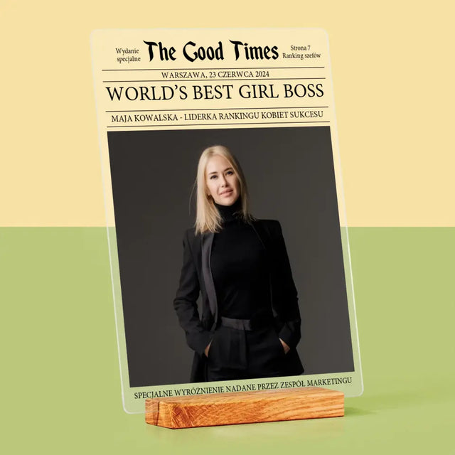 Okładka Magazynu: World’S Best Girl Boss - Wydruk Na Szkle Akrylowym