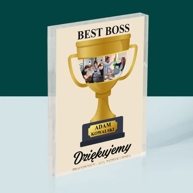 Fotokolaż: Best Boss Puchar - Blok Akrylowy