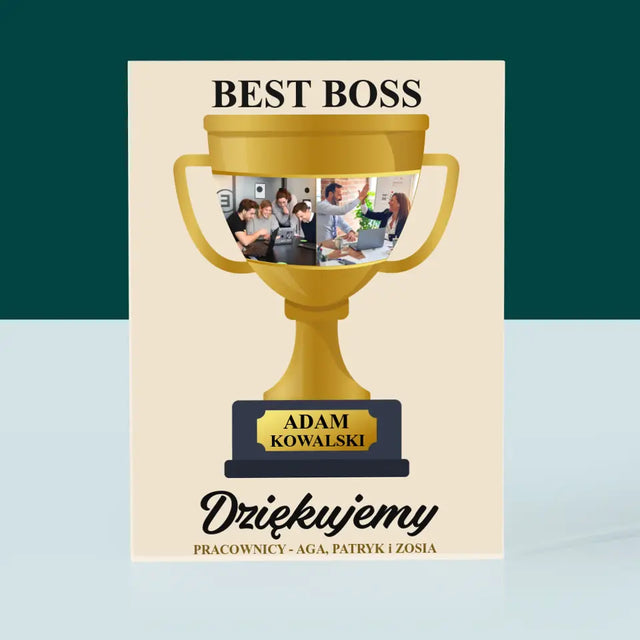 Fotokolaż: Best Boss Puchar - Blok Akrylowy